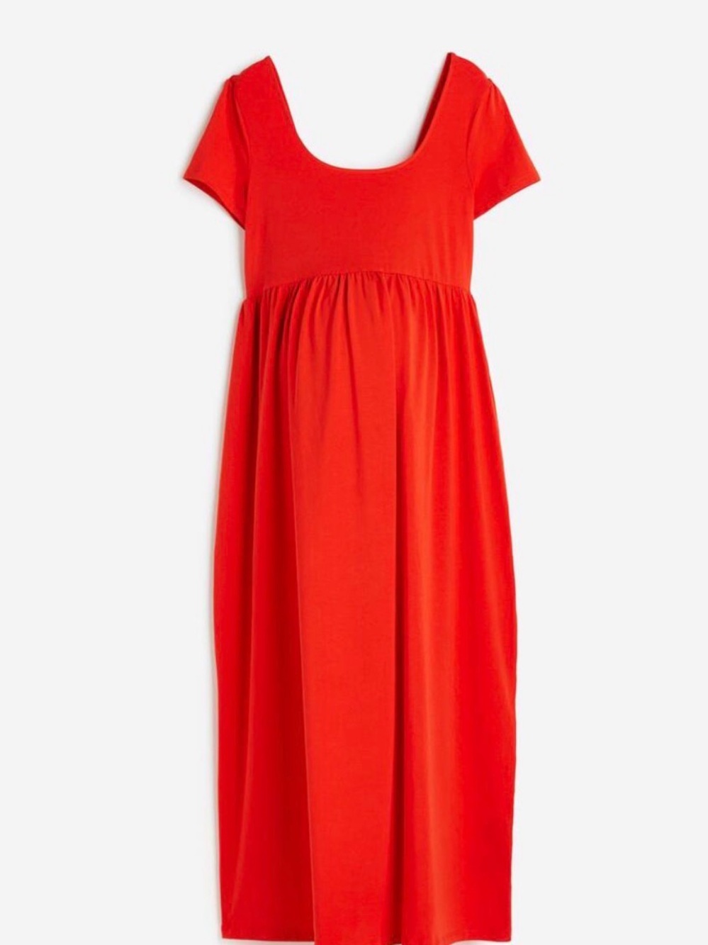 H&M Bright Red Short Sleeve Midi Dress
